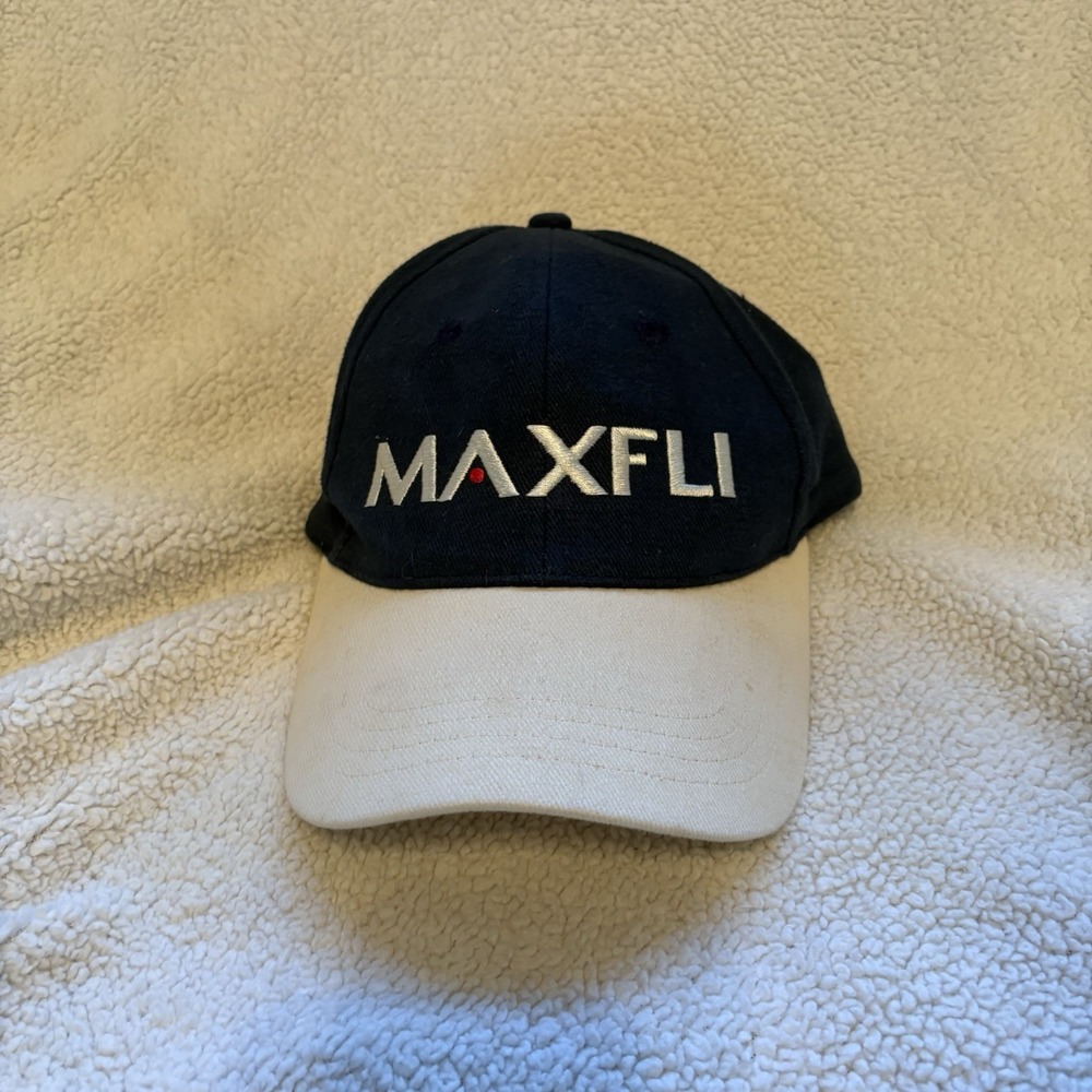 Maxfli Hat Cap Strap Back Blue & White Golf Embroidered Logo Mens Cotton One Sz